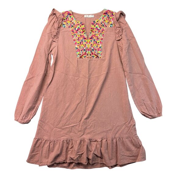 Kirundo Dresses & Skirts - Kirundo Dress Women's Small Pink Floral Cottagecore Embroidered Boho Shift Flowy